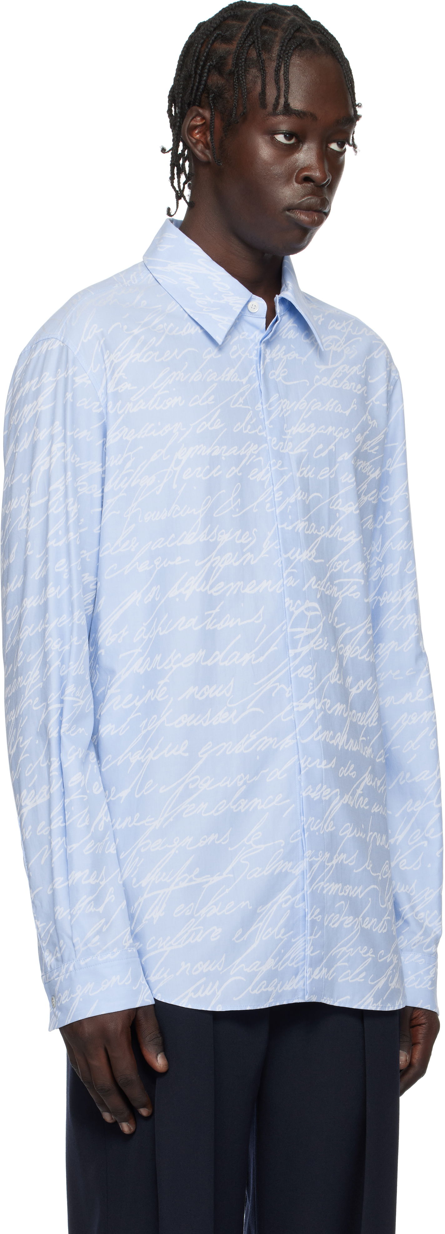 Košeľa Balmain Love Letter Print Shirt Modrá | EH1HS405CF82, 1