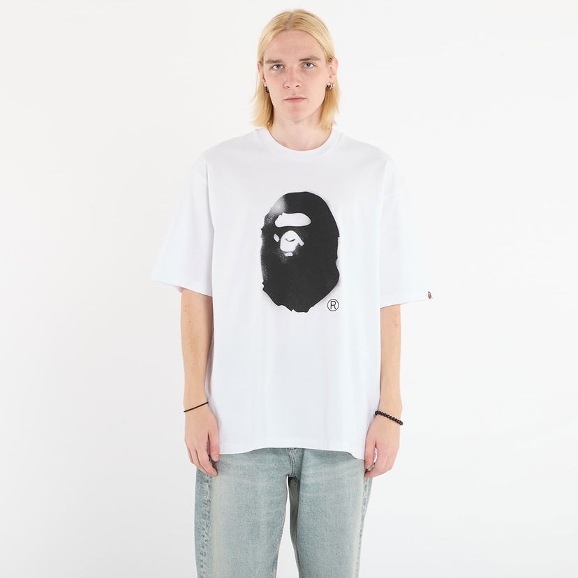 Tričko BAPE Spray Print Ape Head Relaxed Fit T-Shirt Biela | 001TEL801334MWHT