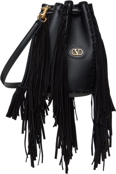 Kabelka Valentino Valentino Garavani Nellcôte Small Fringed Bucket Bag Čierna | 6W2B0R28LUJ, 1