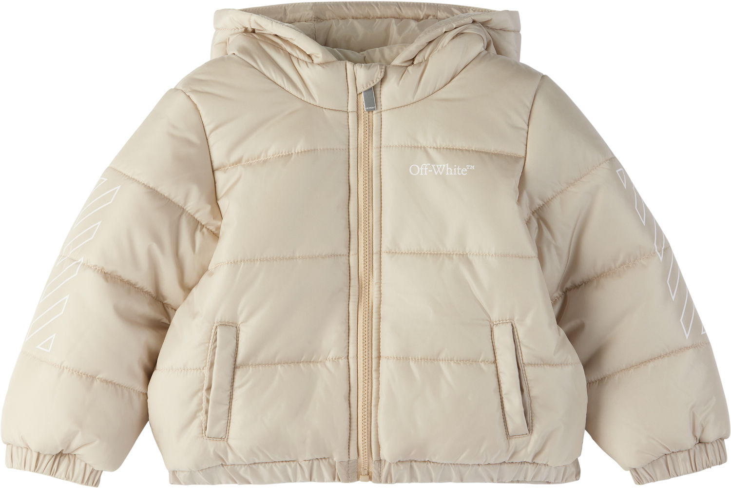 Prešívaná bunda Off-White Off-White Bookish Diag Short Puffer Jacket Béžová | OB7X001F24FAB0011701, 0