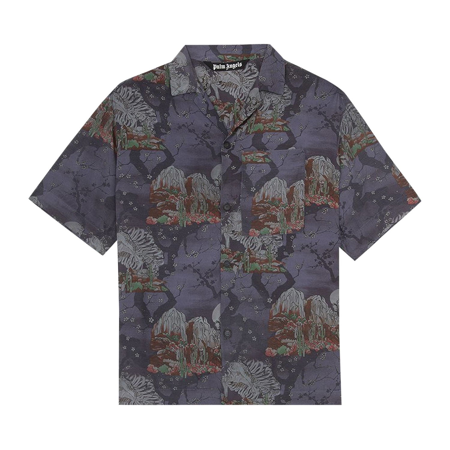 Košeľa Palm Angels All Over Skull Bowling Shirt Čierna | PMGA037F20FAB0011084, 1