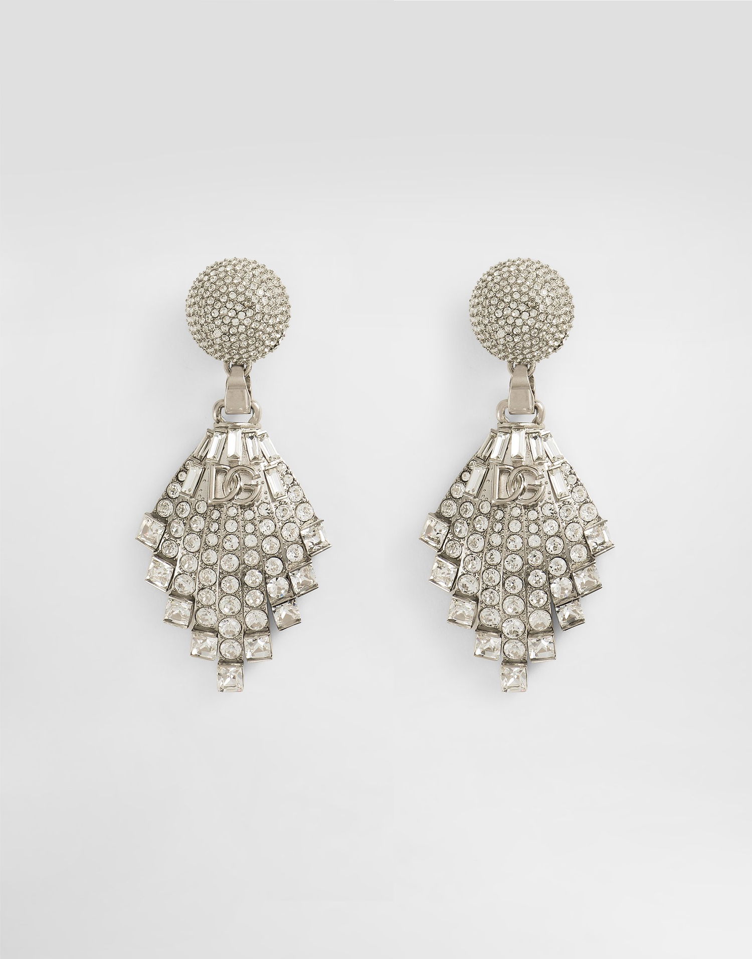 Náušnice Dolce & Gabbana Dolce & Gabbana DG Logo Crystal Maxi-Drop Earrings Metalická | WER2E5W111187655, 0