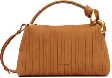 Taška cez rameno JW Anderson The JWA Corner Pleated Suede Shoulder Bag with Sculptural Chain Handle Hnedá | HB0755-LA0375, 0
