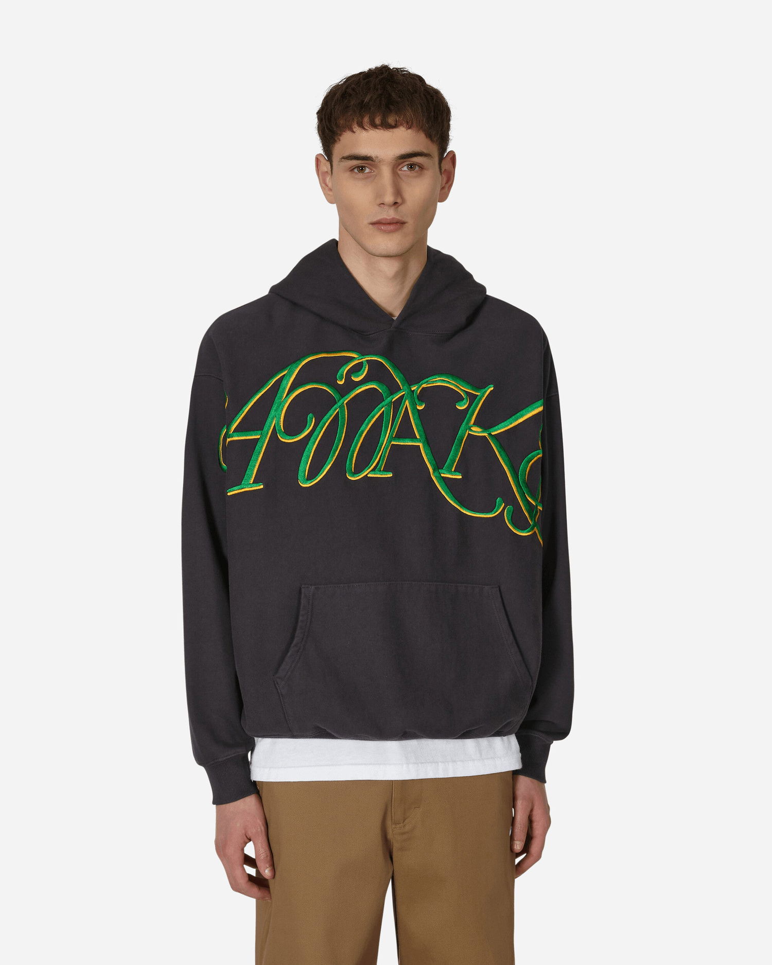 Mikina Awake NY Script Embroidered Hooded Sweatshirt Šedá | AWK-FW22-HD001 CHA, 0