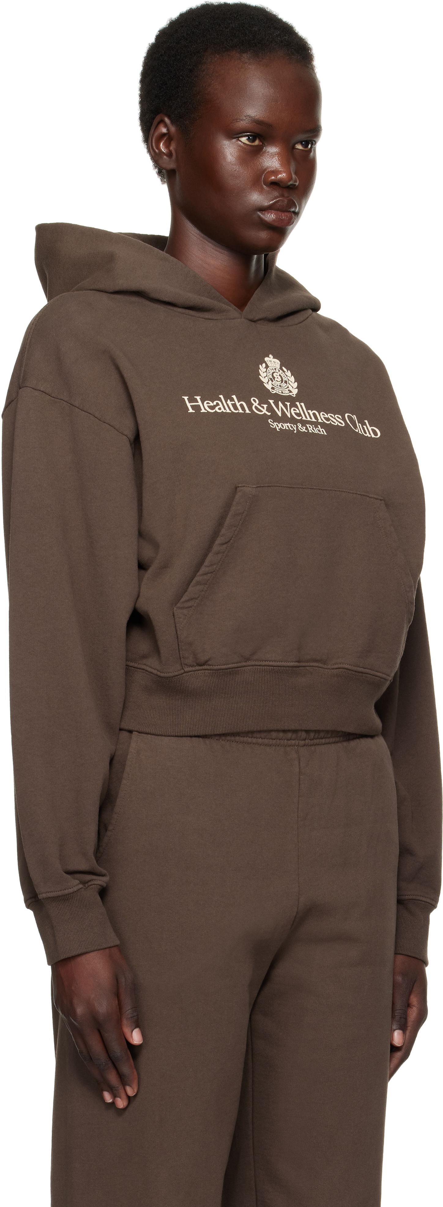 Mikina Sporty & Rich H&W Crest Cropped Hoodie Hnedá | ST074512241BR03, 1