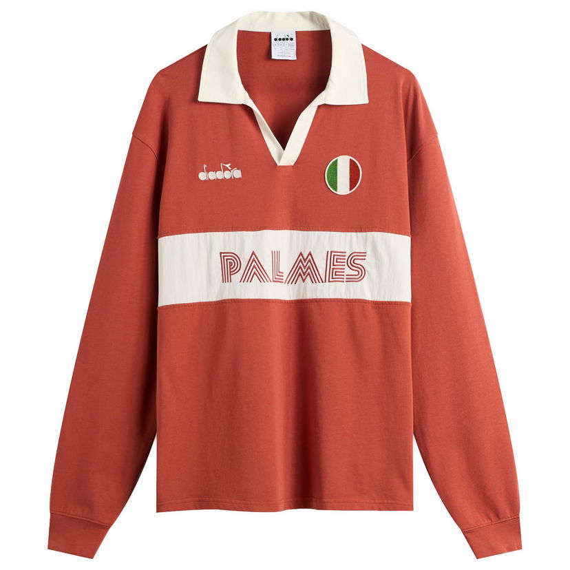 Polo tričko Diadora PALMES Legacy Long Sleeve Polo with Italian Flag Patch Červená | 502-182428-30167