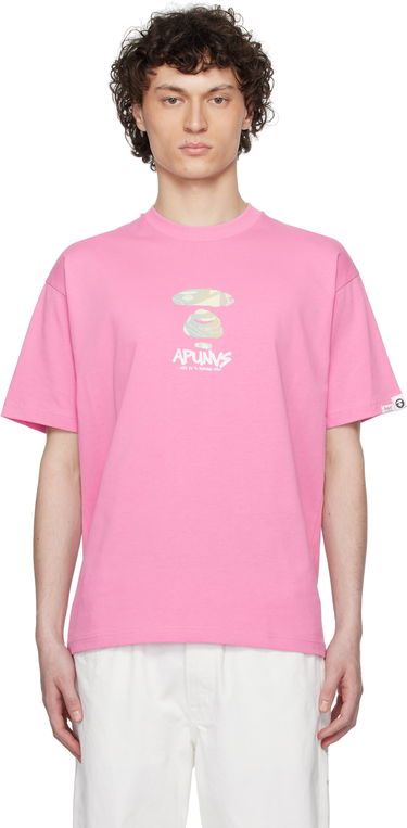 Tričko AAPE by A Bathing Ape AAPE by A Bathing Ape AAPEUNVS Moonface Logo T-Shirt Ružová | AAPTEM1646XXNPKX, 0