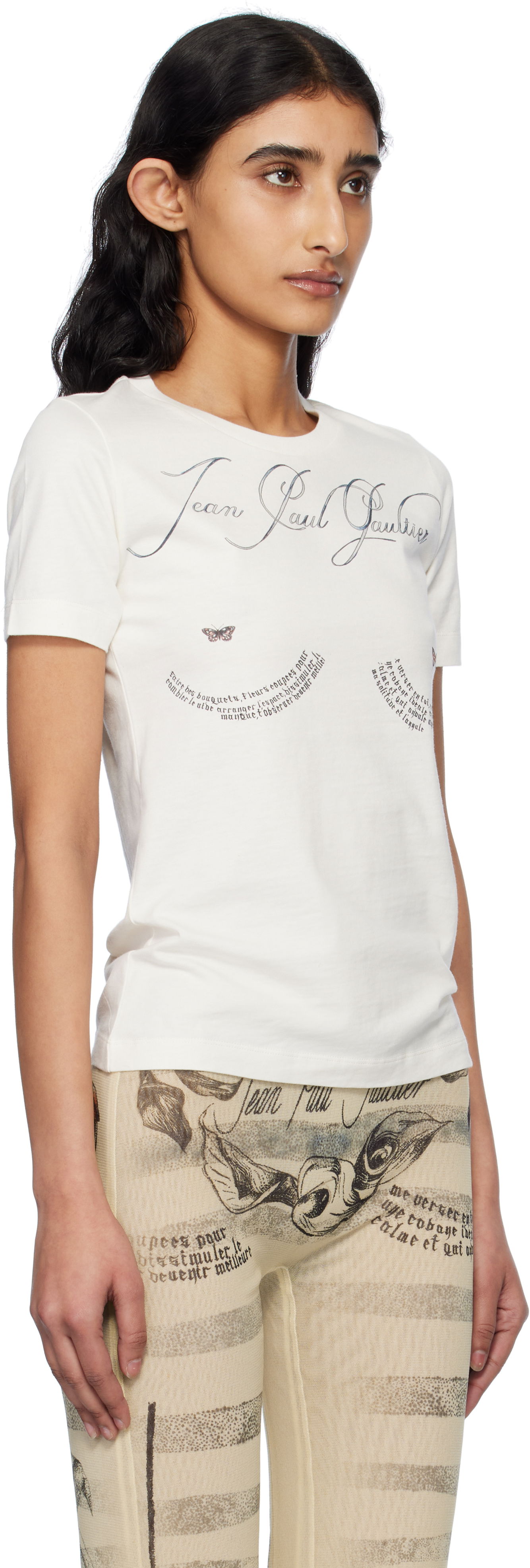 Tričko Jean Paul Gaultier Jean Paul Gaultier 'The Tattoo Poem' T-Shirt Biela | 25/34-F-TS117I-J087-0500, 1