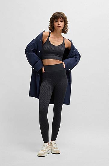 Legíny BOSS Stretch Ribbed Knitted Monogram Leggings Čierna | 50534562, 1