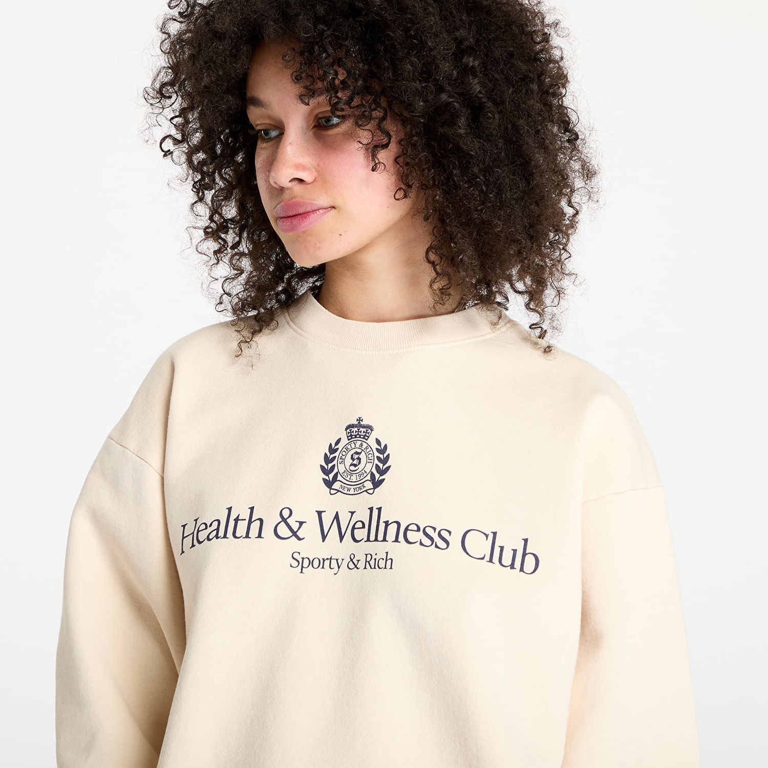 Sveter Sporty & Rich Sporty & Rich H&W Crest Crewneck Sweatshirt Béžová | ST071606241CR01, 1