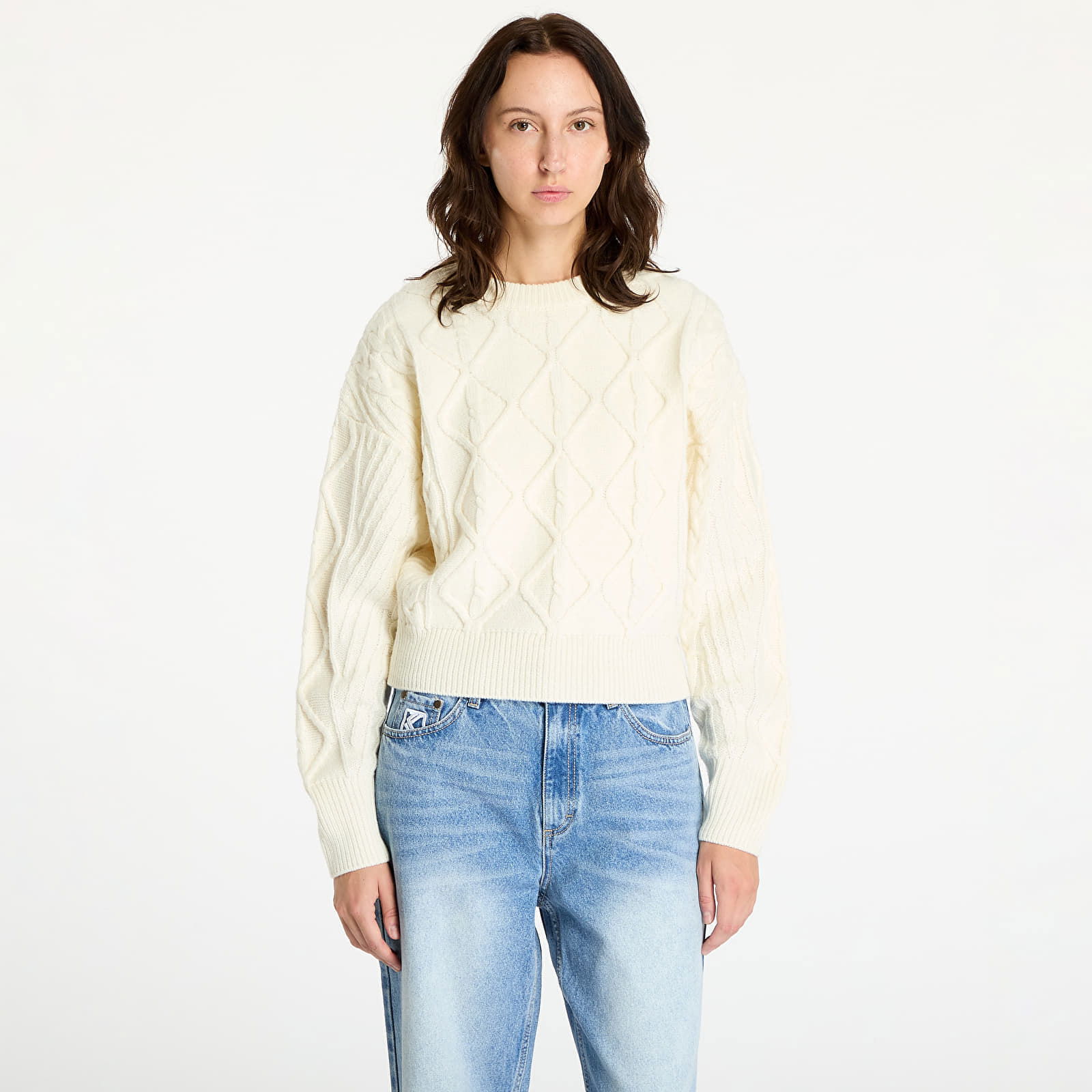 Cable Knit Sweater Worn White