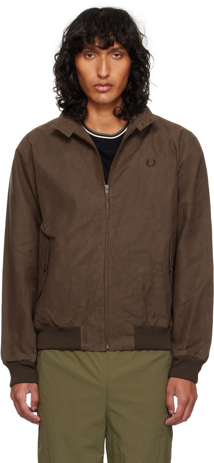 Bomber bunda Fred Perry Waxed Harrington Jacket Hnedá | J8578