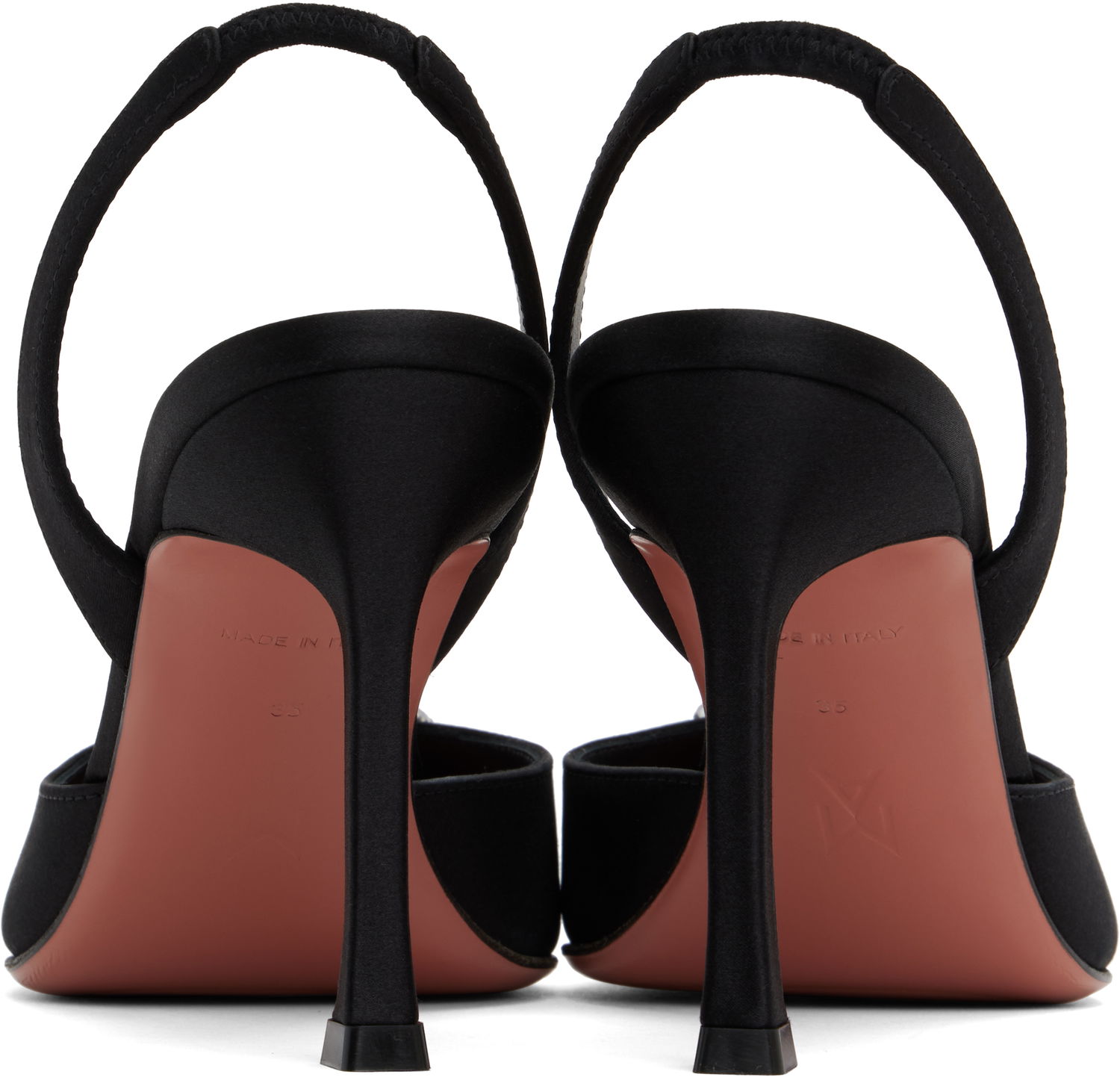 Tenisky a topánky Amina Muaddi Sling 90 Satin Heels with Crystal Buckle Čierna | CAMELIA SLING 90 SR SATIN, 1