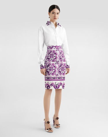 Košeľa Dolce & Gabbana Dolce & Gabbana Cotton Poplin Shirt with Purple Print Biela | F5S54TFU5T9W0800, 1