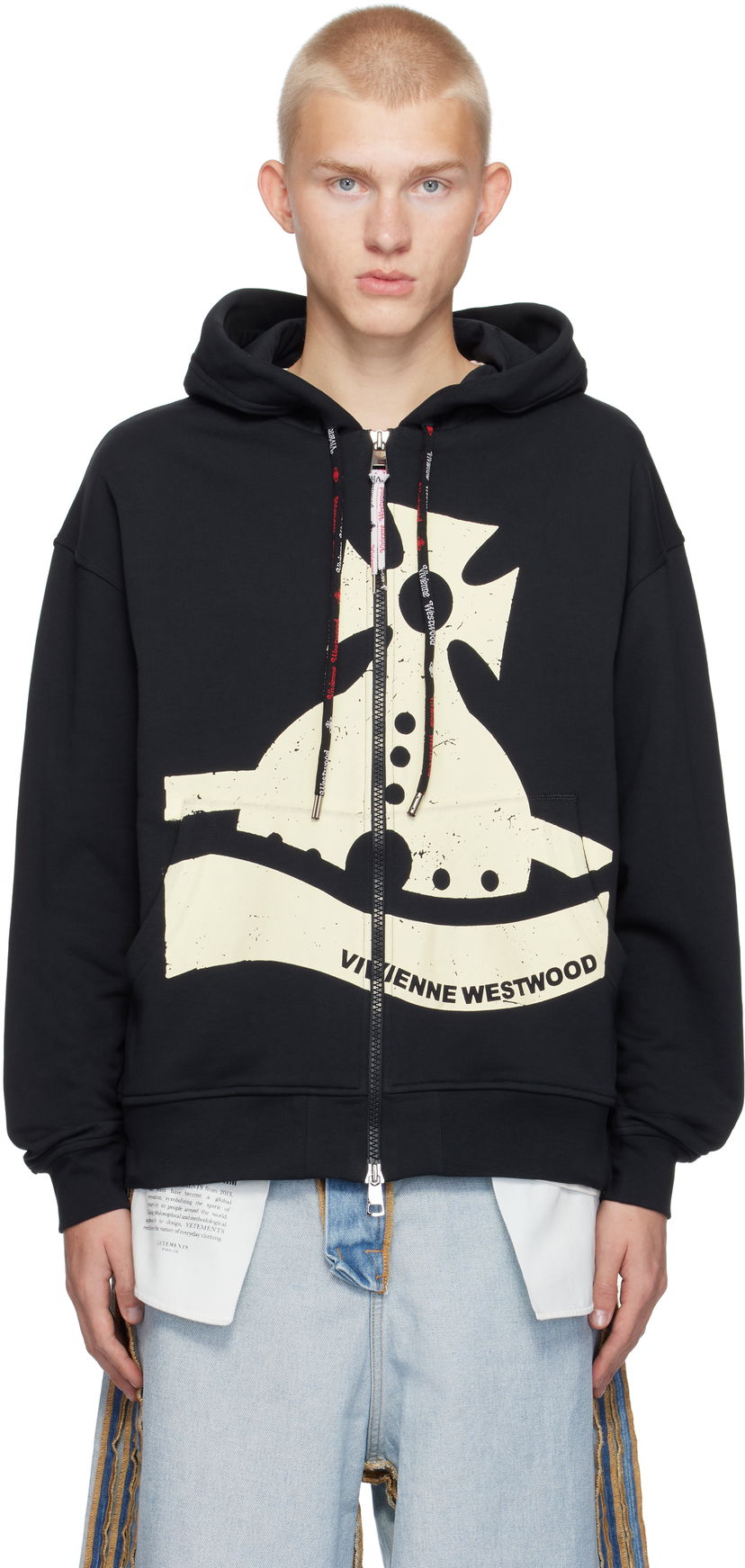 Mikina Vivienne Westwood Sunken Orb Zip Hoodie Čierna | 2I01000G-J006O-