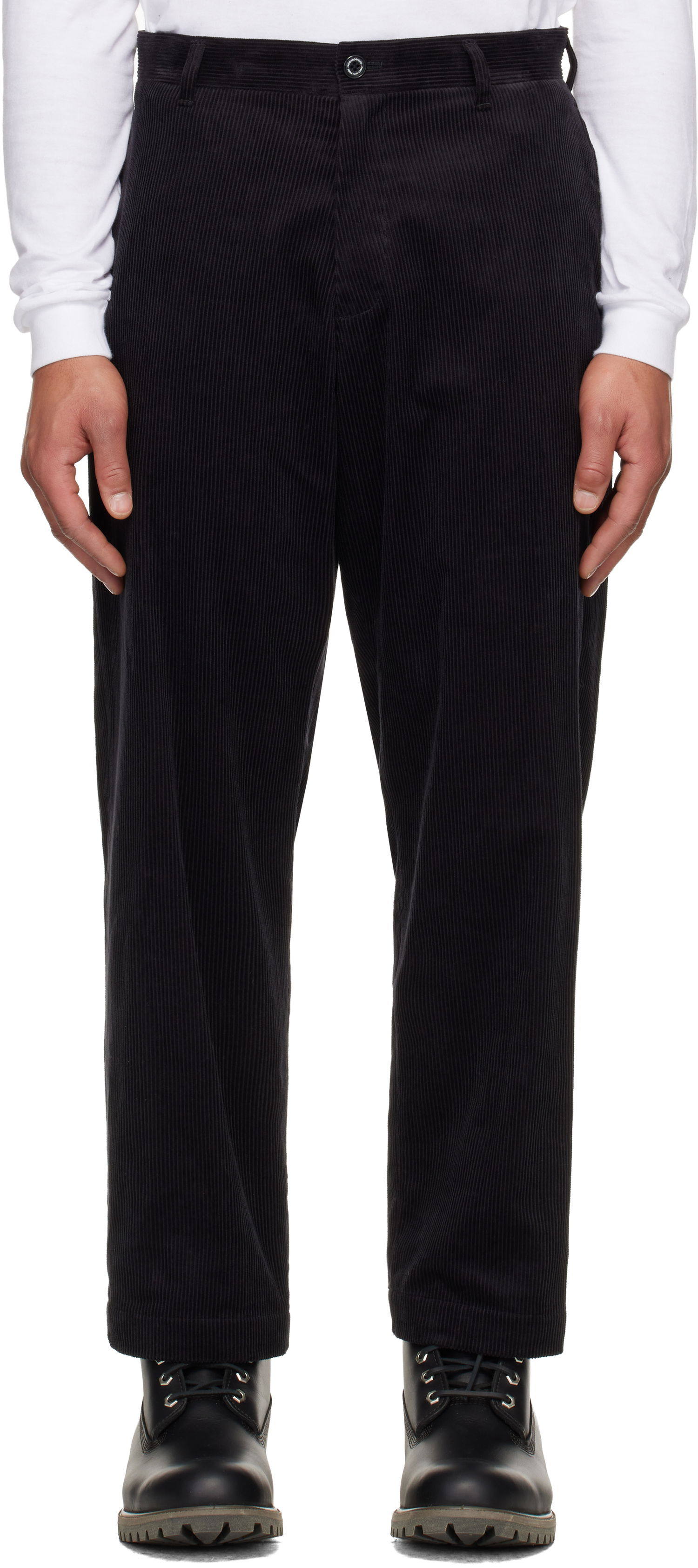 Nohavice Neighborhood Corduroy Plain Trousers Čierna | 252ZANH-PTM05, 0