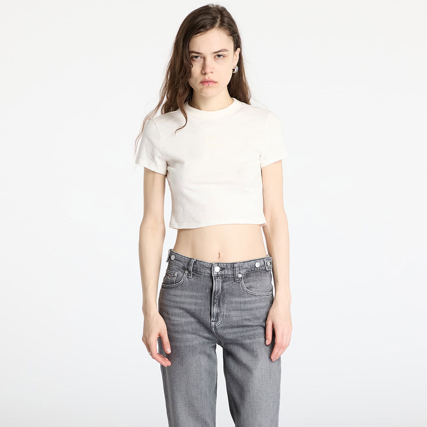 Crop Top Tommy Hilfiger Tommy Jeans Slim Crop T-Shirt Biela | DW0DW20329 YBH, 0