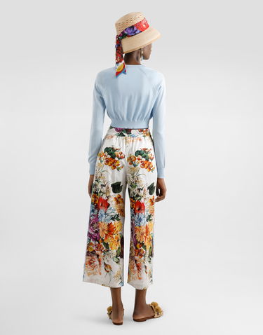 Sveter Dolce & Gabbana Dolce & Gabbana Silk Cropped Cardigan Modrá | FXV99TJBSM0B1581, 2