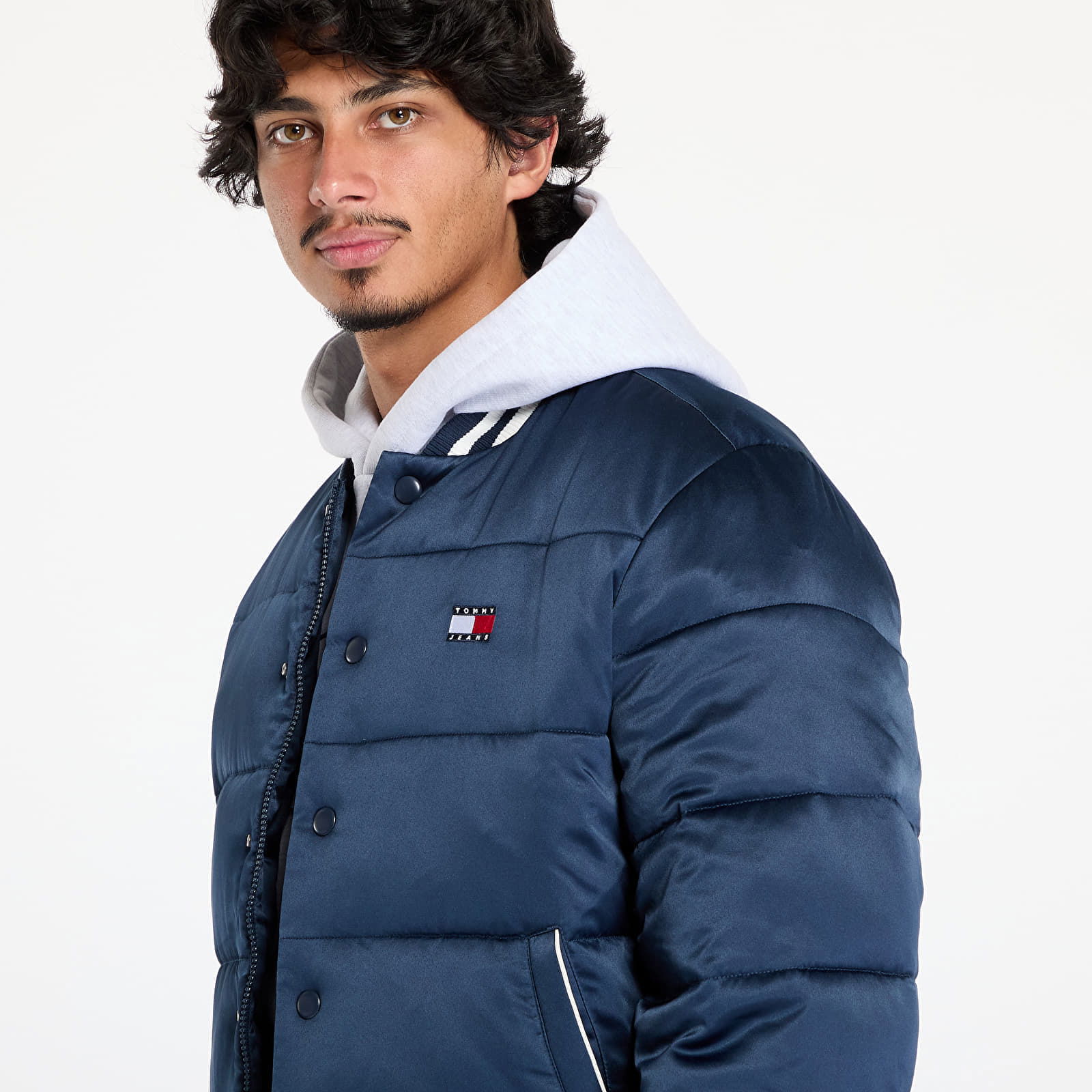 Satin Puffer Jacket Blue