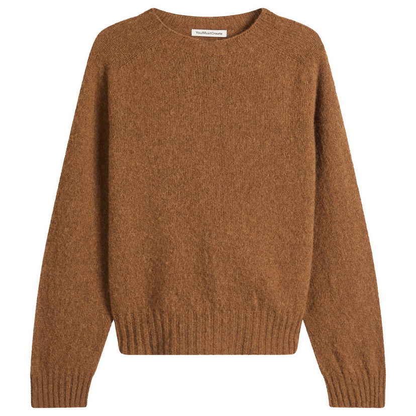 Sveter YMC Jets Crewneck Raglan Knit Sweater Hnedá | Q8ZMJ-BRW