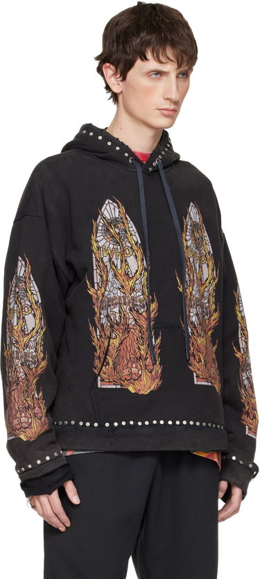 Mikina Who Decides War Studded Stained Glass Flame Graphic Hoodie Čierna | 1110420002FW25, 1