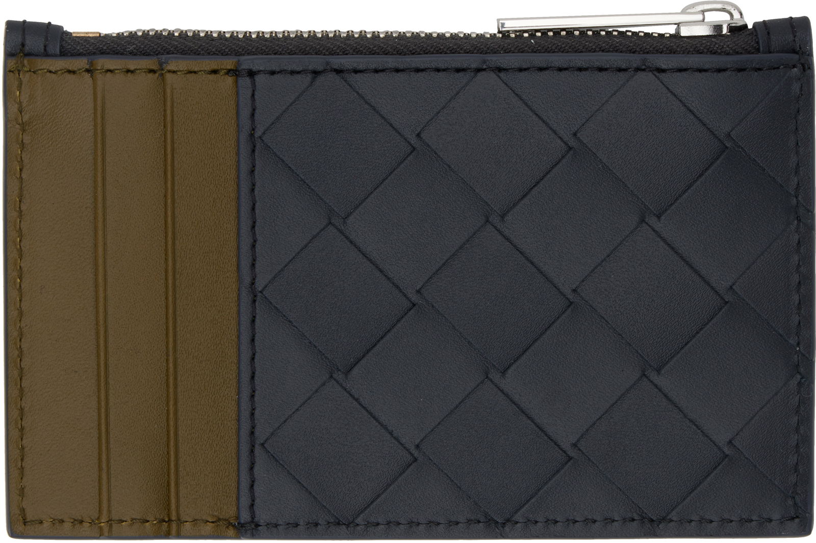 Intrecciato Leather Zippered Card Holder