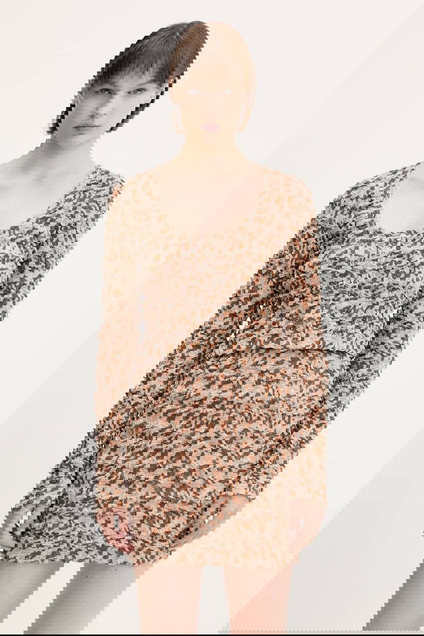 Sukňa Nanushka Nanushka JYLAN Patterned Knit Top and Mini Skirt Set Béžová | NW25SSTP30574, 0