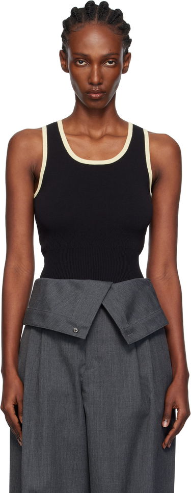 Tielko JW Anderson JW Anderson Contrast Trim Ribbed Knit Tank Top Čierna | KW1442-YN0432, 0