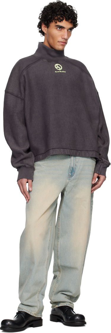 Mikina Acne Studios Acne Studios Logo Mock Neck Fleece Sweatshirt Šedá | CI0198-, 3