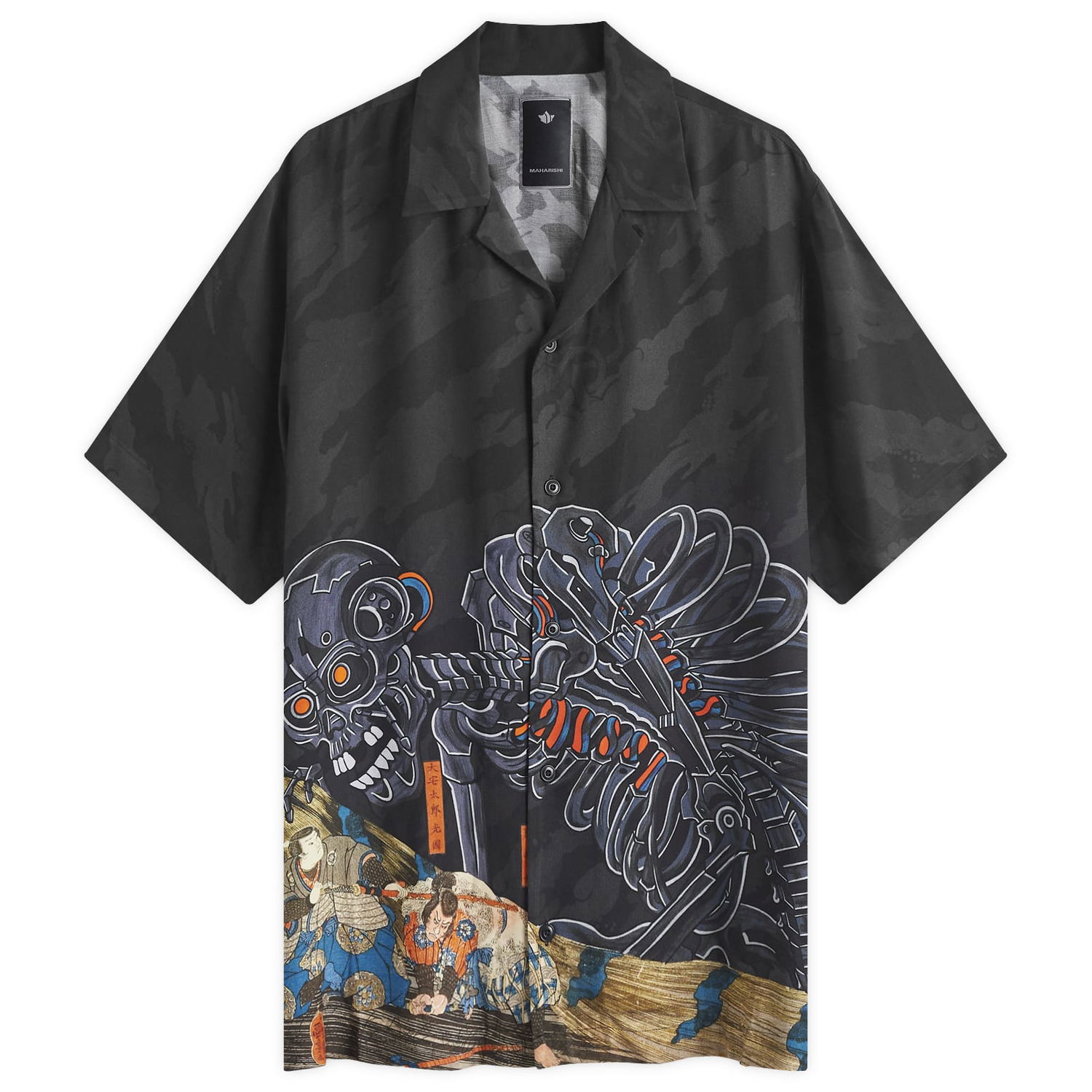 Košeľa Maharishi Cyber Skeleton Vacation Shirt With Čierna | 1408-BLK, 0