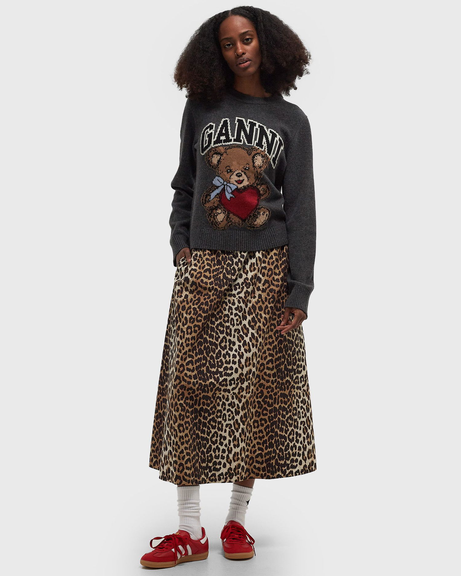 Sukňa GANNI Printed Cotton Elasticated Maxi Skirt Hnedá | F9365-943, 1