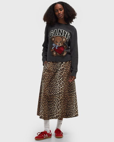 Sukňa GANNI Printed Cotton Elasticated Maxi Skirt Hnedá | F9365-943, 1