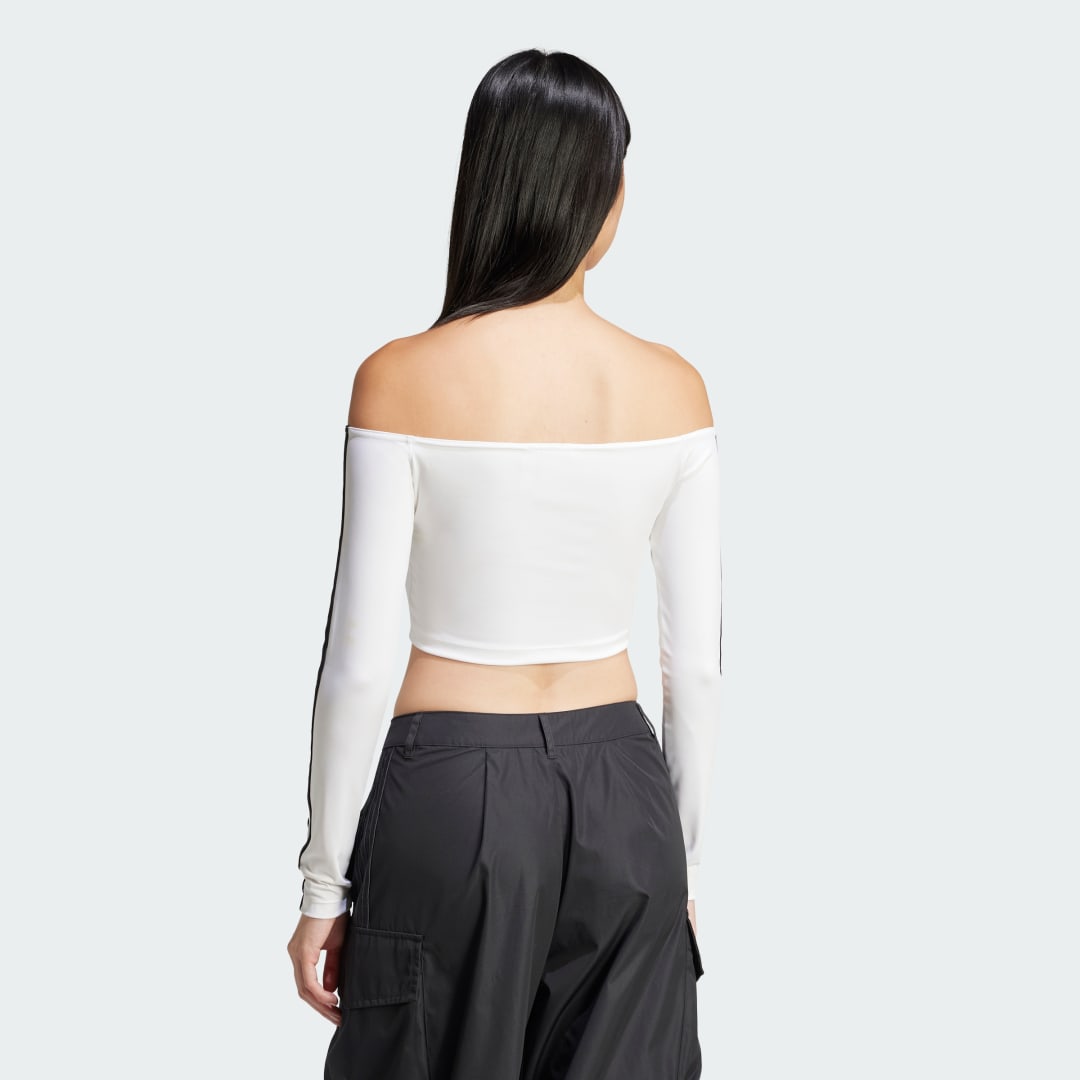 Off Shoulder Long Sleeve Crop Top