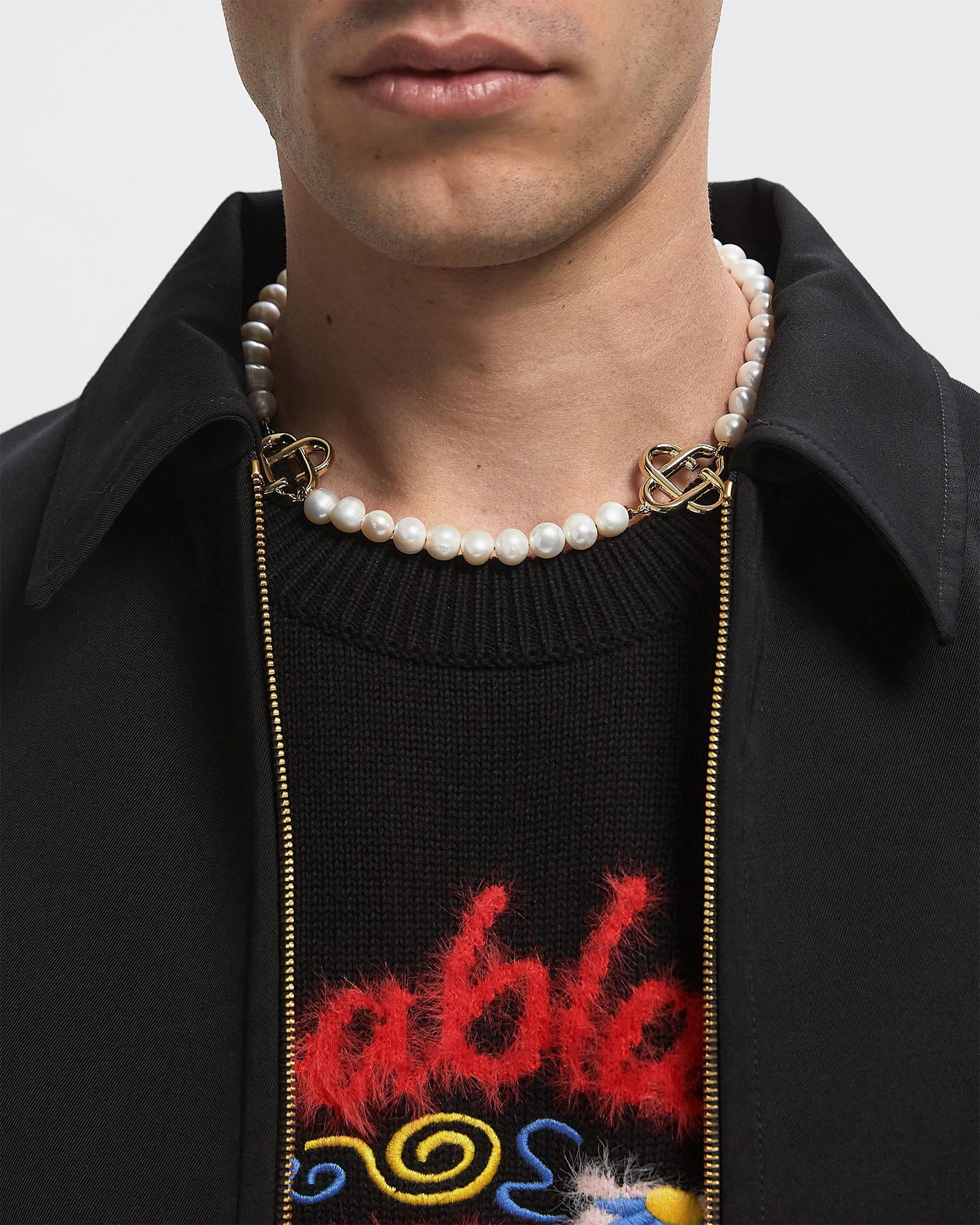 Náhrdelník Casablanca Pearl Logo Necklace Biela | APF25-JW-085-01, 1