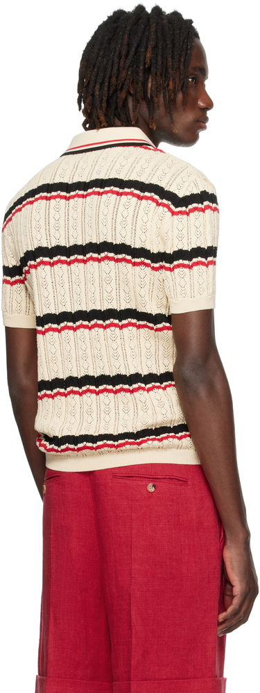 Polo tričko Valentino Valentino Striped Knit Polo Béžová | 7V3KP03XB0S, 2