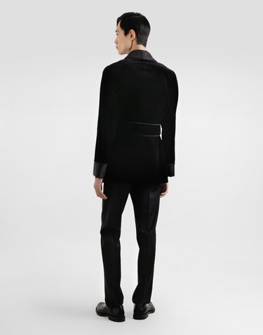 Pyžamo Dolce & Gabbana Dolce & Gabbana Smooth Velvet Robe with Polka-Dot Lapels and Braided Trim Čierna | G2VG0TFUVG7N0000, 2