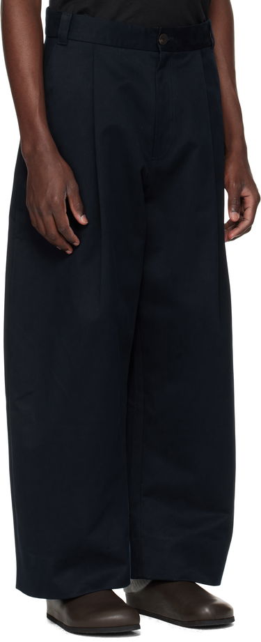 Nohavice Studio Nicholson Studio Nicholson Pleated Wide-Leg Trousers Navy | SORTE SNM - 1248, 4
