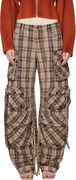 Fern Plaid Distressed Cargo Trousers