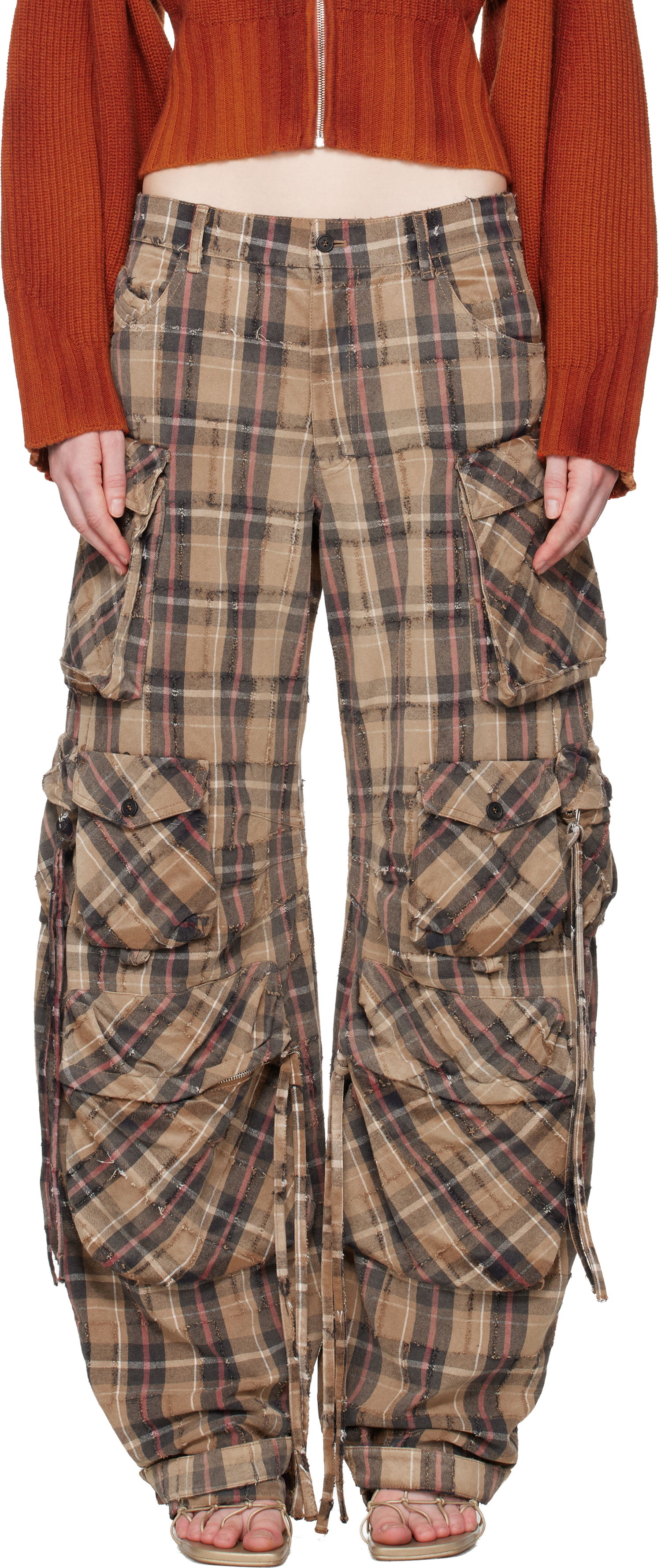 Cargo nohavice The Attico Fern Plaid Distressed Cargo Trousers Rôznofarebný | 251WCP00278 CCC116BR, 0
