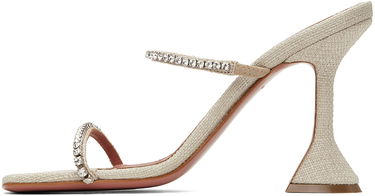 Doplnky Amina Muaddi Amina Muaddi Gilda Crystal-Embellished Heeled Sandals Béžová | GILDA SLIPPER CL CANVAS, 2