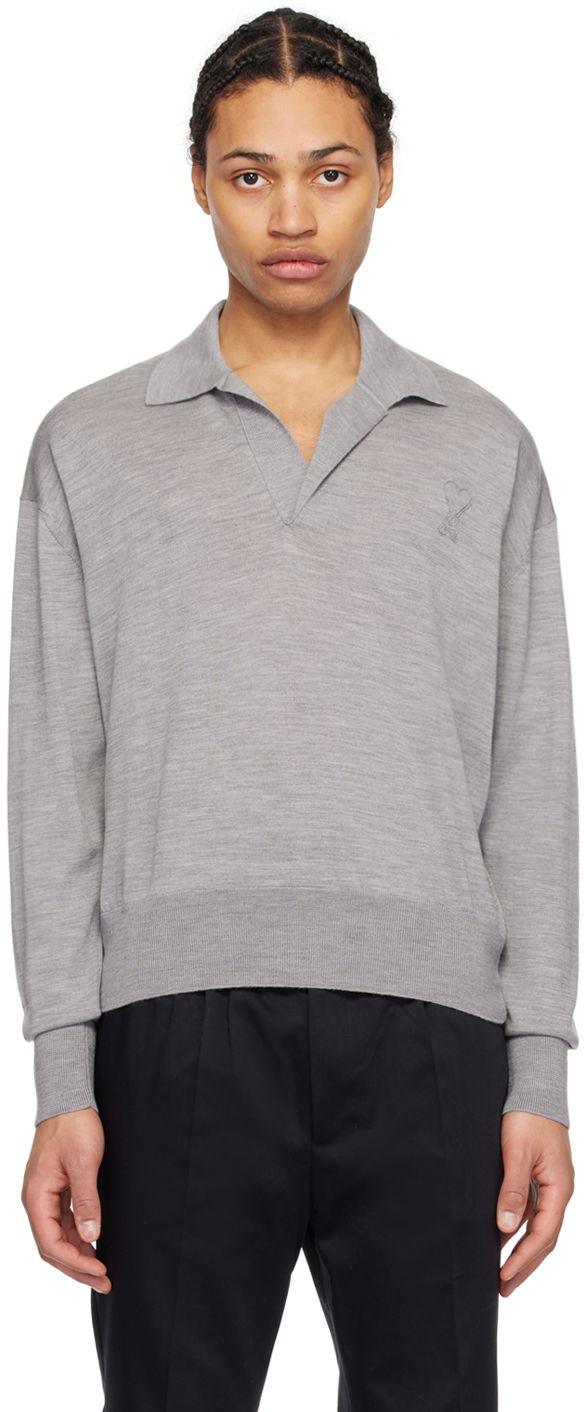 Polo tričko AMI Paris de Cœur Polo Šedá | UPL342.KN0039, 0