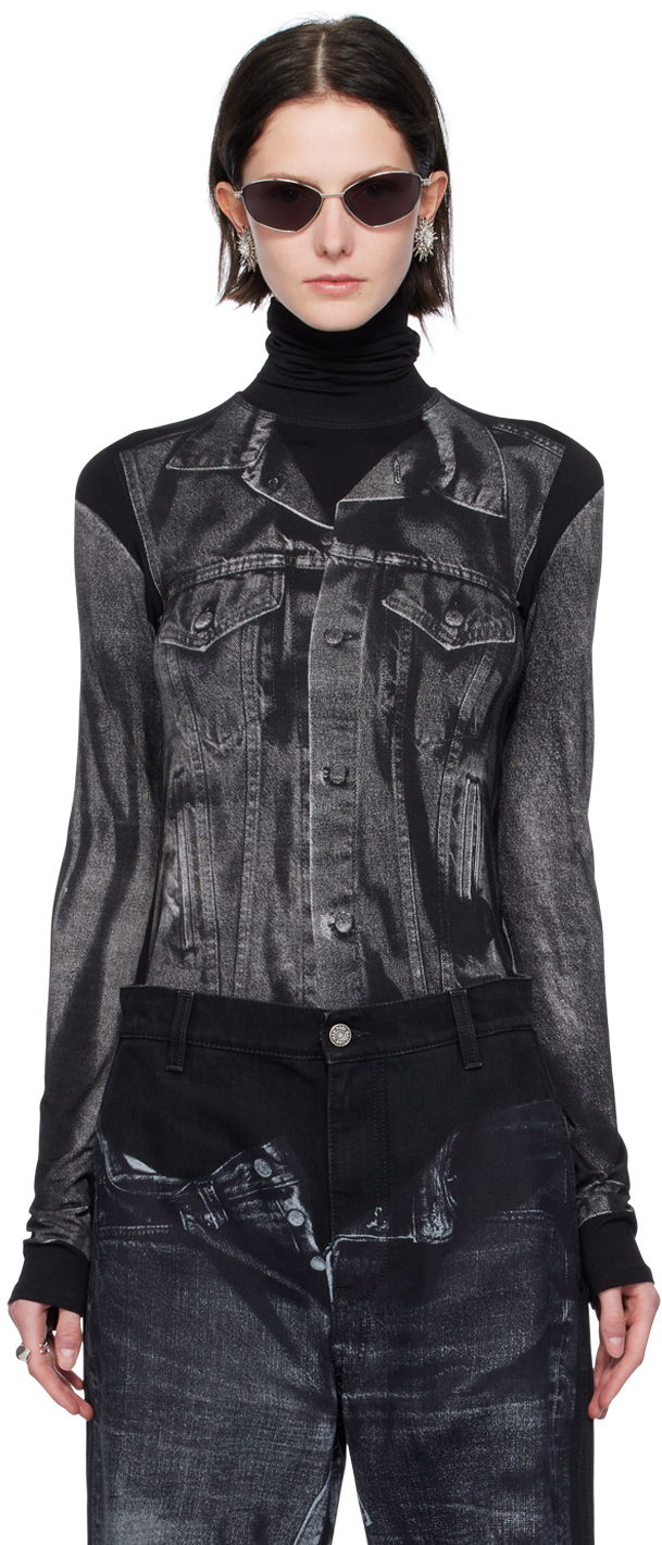 Tričko Jean Paul Gaultier Jean Paul Gaultier Trompe L'oeil Turtleneck Top Čierna | 23/15-U-TO103-J530-0002, 0