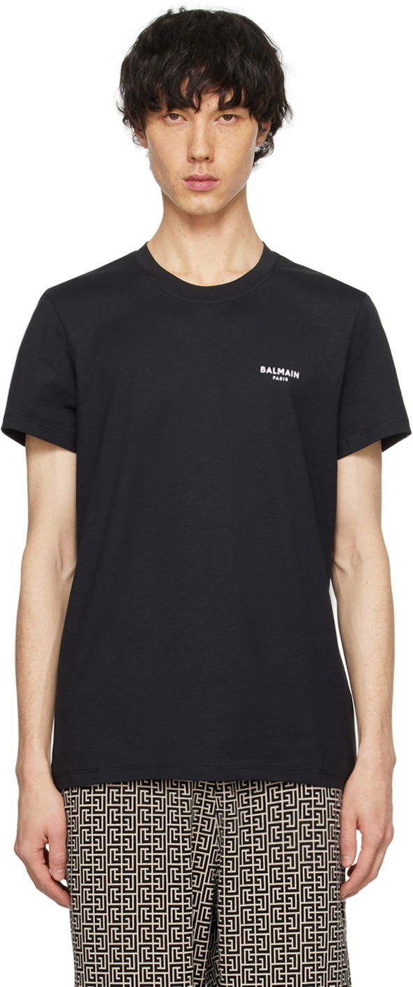 Tričko Balmain Flocked T-Shirt Čierna | CH1EF000BB04, 0