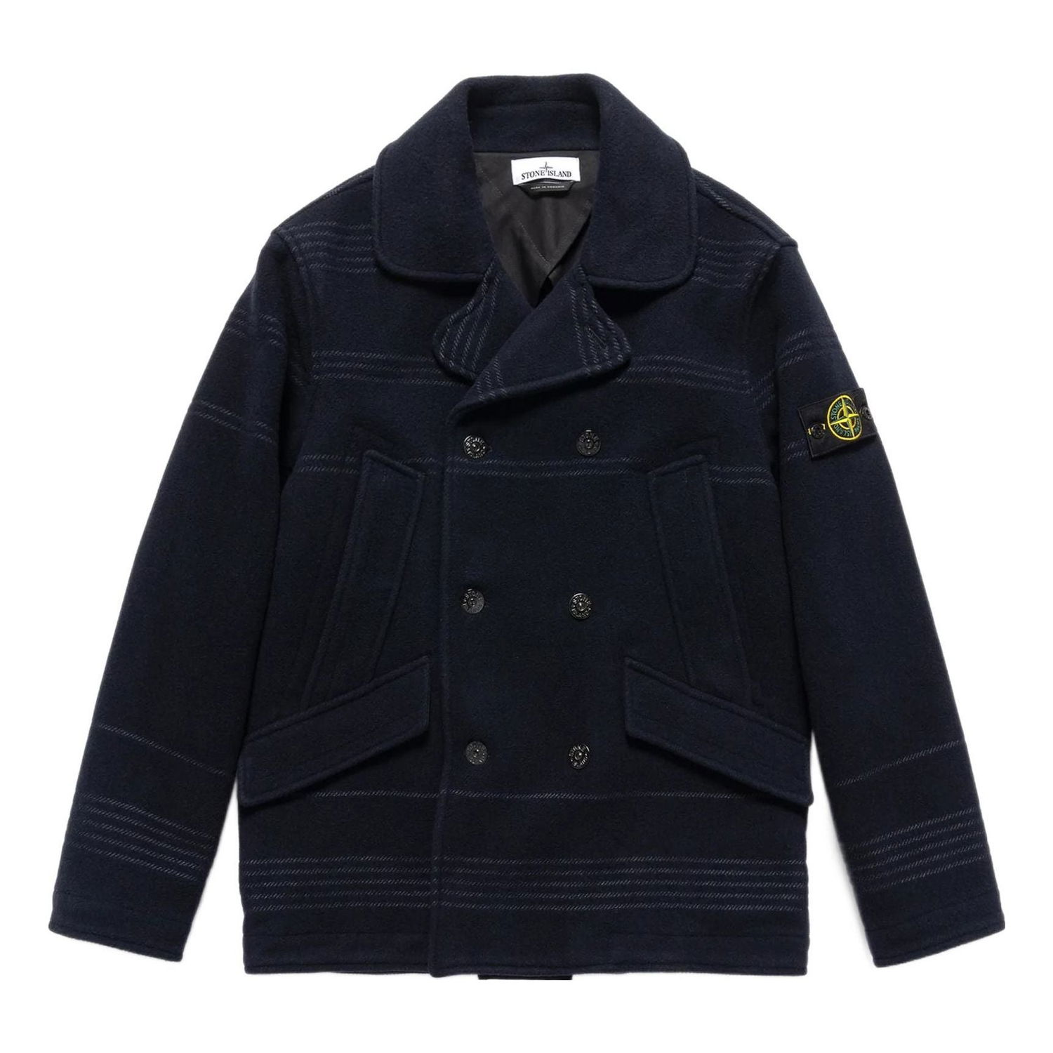 Kabáty Stone Island Stone Island Logo Patch Double-Breasted Jacket Modrá | 771542952-V0020, 0