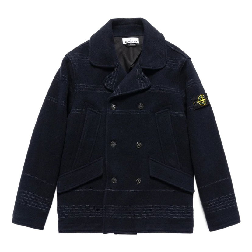 Kabáty Stone Island Stone Island Logo Patch Double-Breasted Jacket Modrá | 771542952-V0020