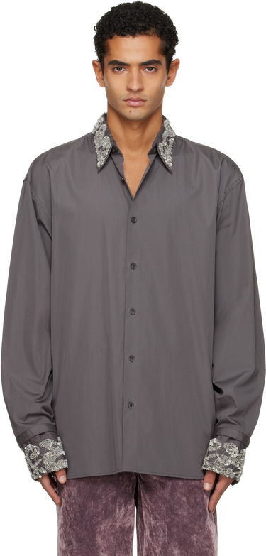 Košeľa Dries Van Noten Embellished Collar and Cuffs Shirt Šedá | 252-020740-2240, 0