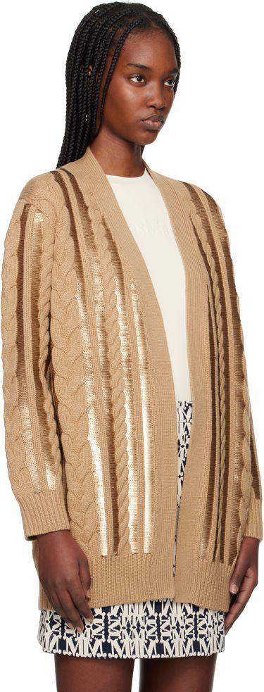 Sveter Max Mara Max Mara Cable Knit Sequin Cardigan Hnedá | 2511341011675, 1