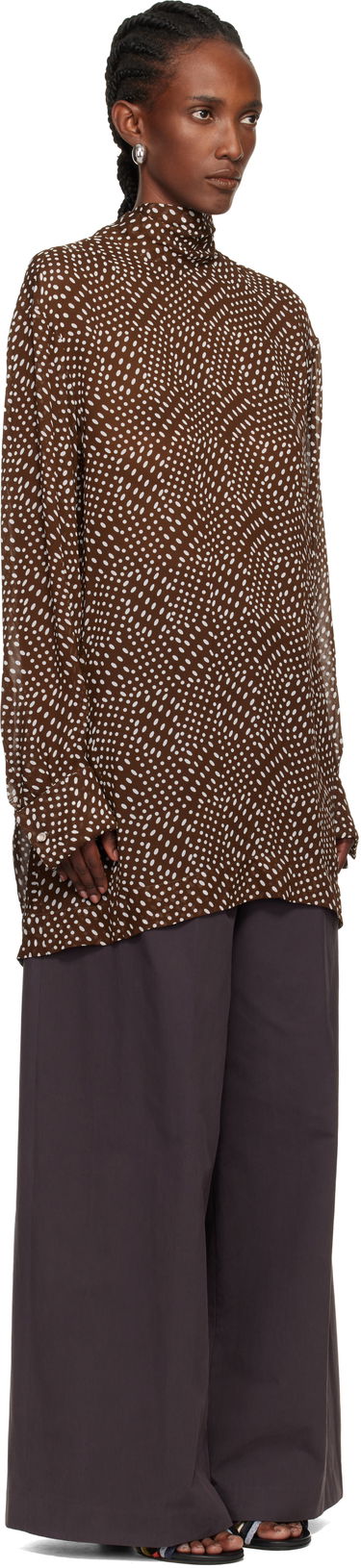 Košeľa Dries Van Noten Dries Van Noten Dot Print High-Neck Blouse Hnedá | 252-010779-2251, 1
