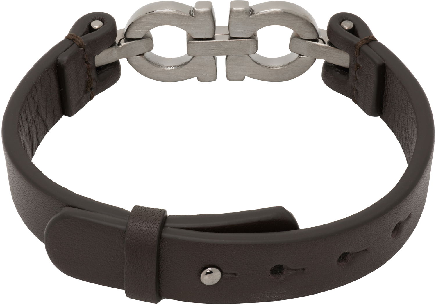 Náramok FERRAGAMO Ferragamo Double Gancini Leather Bracelet Hnedá | 785726, 1