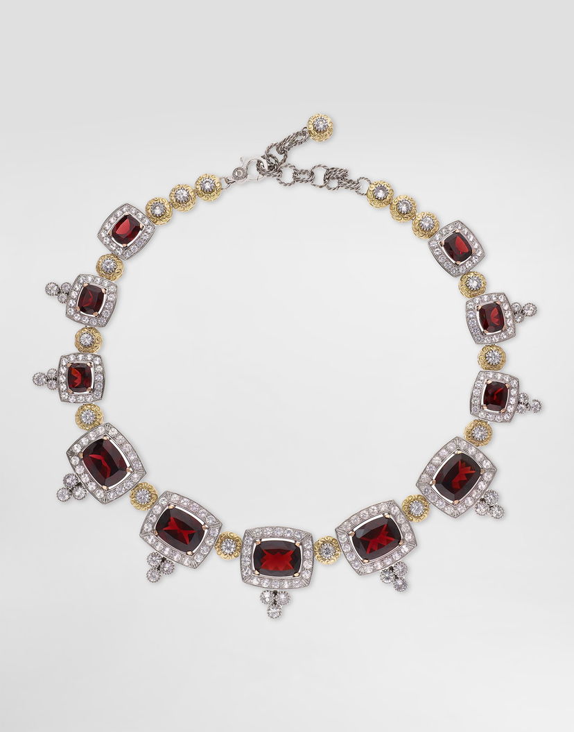 Náhrdelník Dolce & Gabbana Dolce & Gabbana Eleganza 18K White & Rose Gold Garnet & Sapphire Necklace Červená | WNSA5GWGAR1W8266